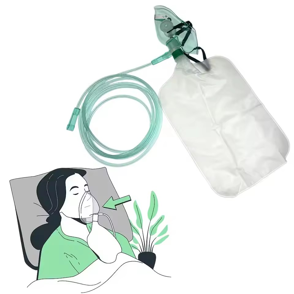 Oxygen Mask Reservoir Bag Adult - قناع أكسجين للبالغين عالي التركيز يستخدم