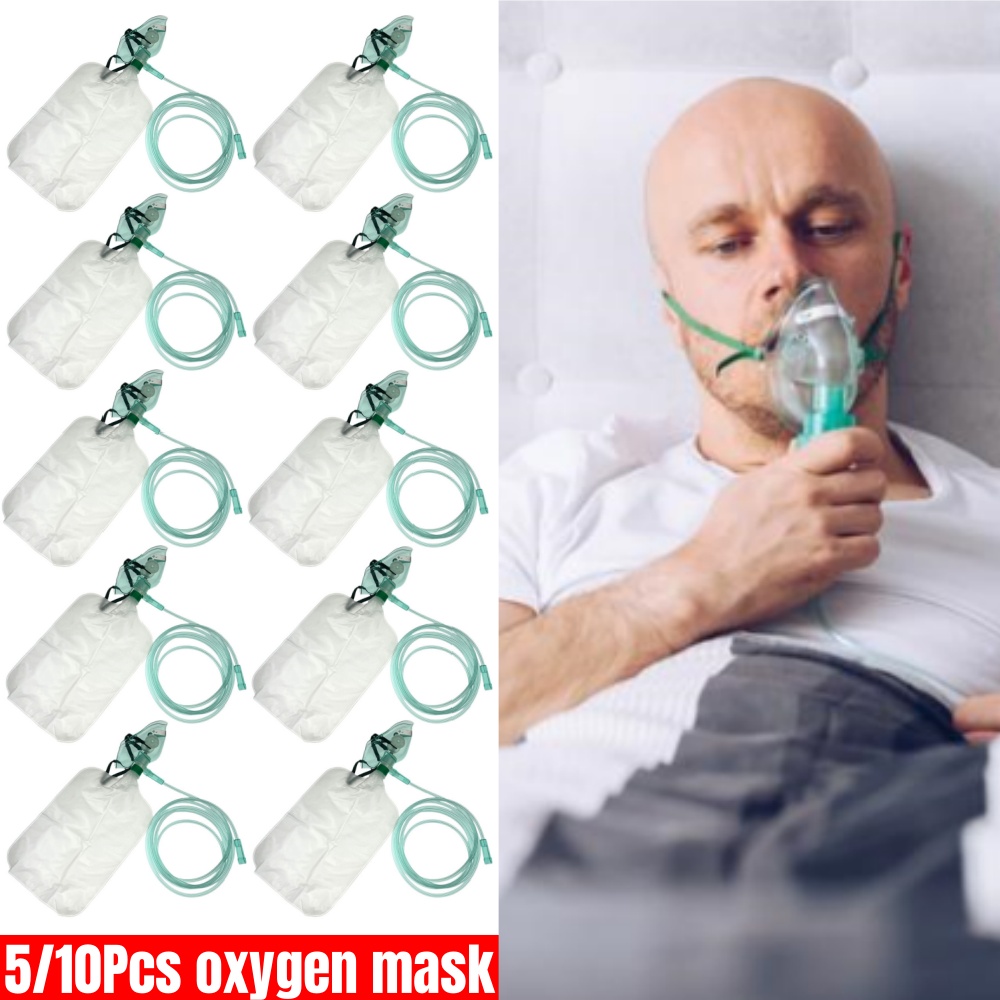 5-10 قطع من أقنعة الأكسجين عال - مراجعة Oxygen Mask Reservoir Bag Adult وسعره