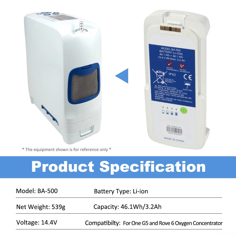 بطارية بديلة BA-500، 8 خلايا،  - مراجعة Portable Oxygen Concentrator Battery وسعره