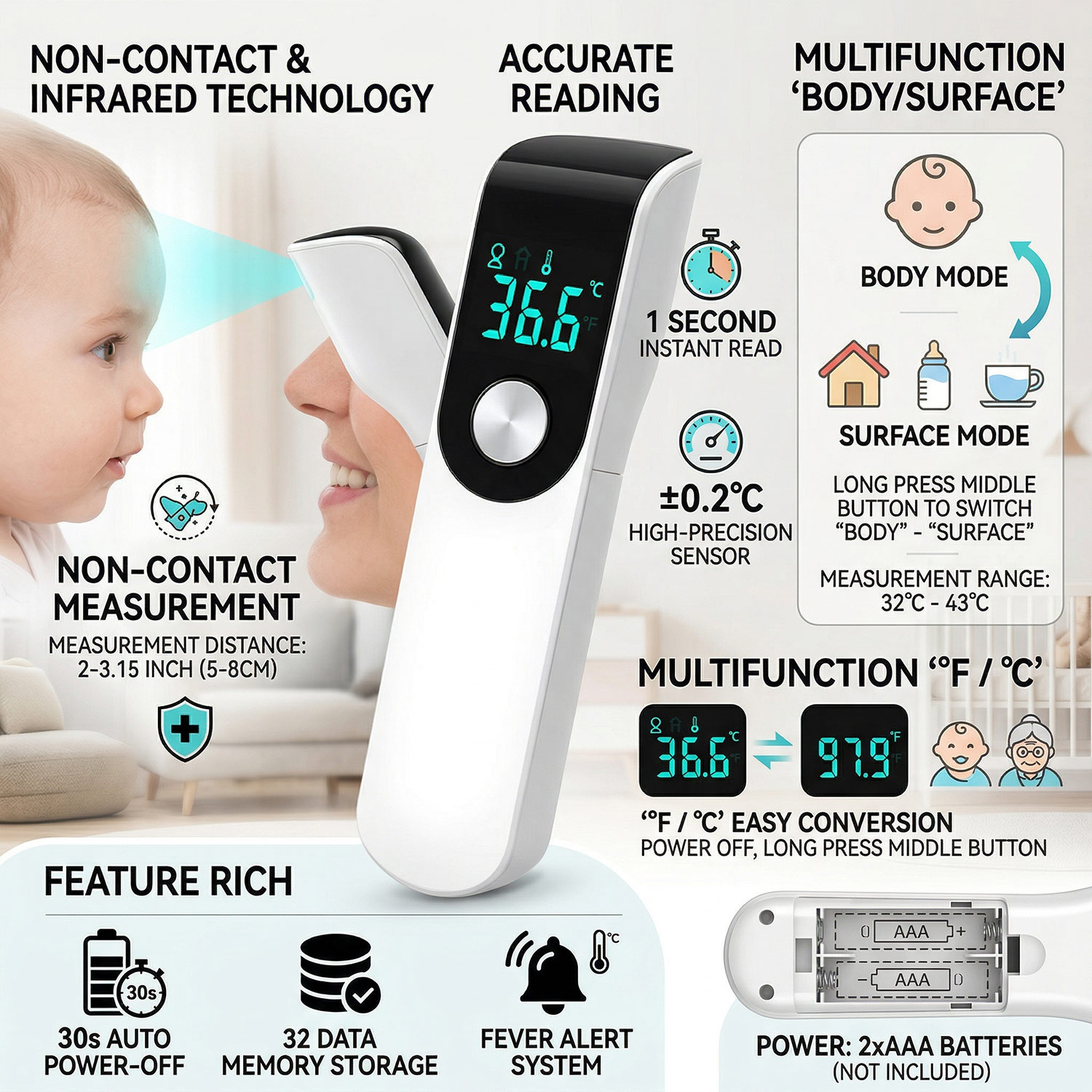 مقياس حرارة طبي للجبهة، جهاز ق - مراجعة Oxygen Saturation Monitor Fingertip وسعره
